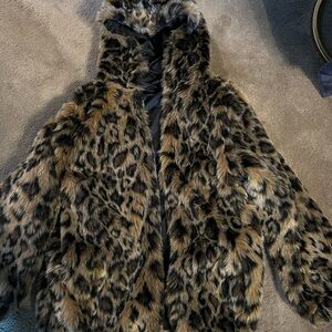 Reversible American eagle bomber fur coat
